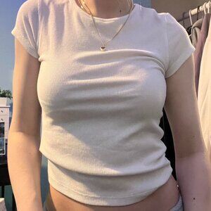 American Eagle Women's White and Cream Shirt